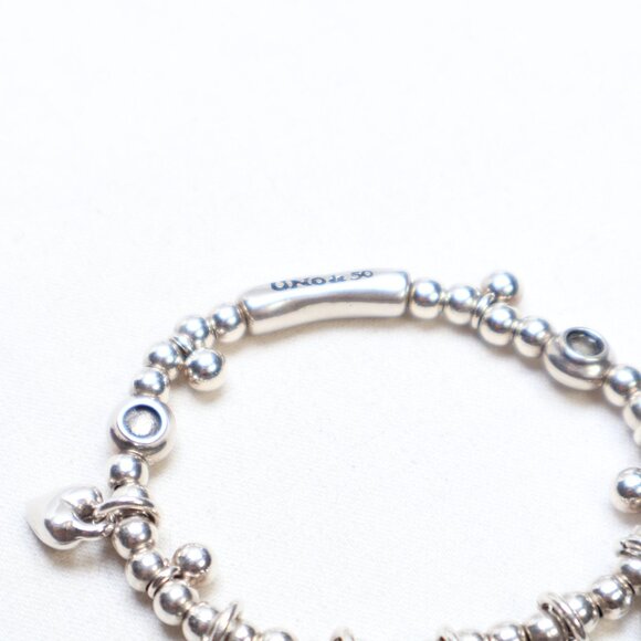 Uno de 50 Silver Tone Worship Turquoise Stretch Bracelet $80 MISSING 3 STONES! - Picture 4 of 4